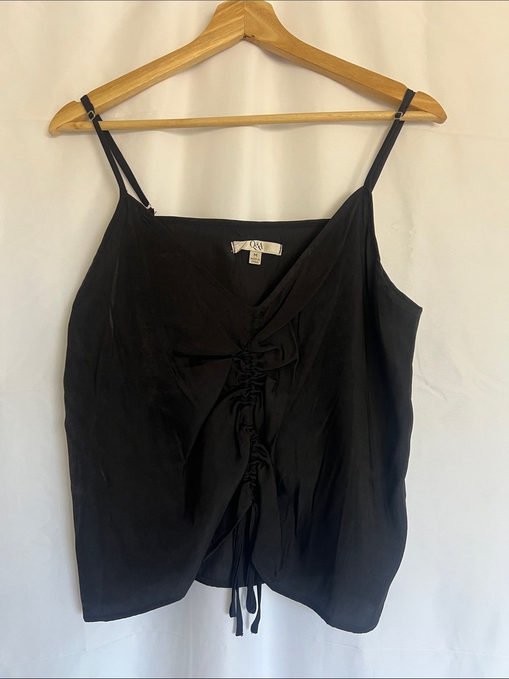 Women’s Black Ruched Front Adjustable Strap Cami